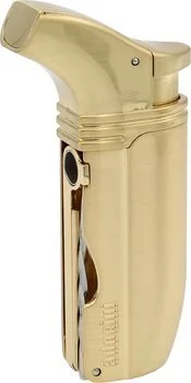Tryskový zapalovač s dvojitým plamenem značky Adorini model Puroso pozlaceným ryzím zlatem s břitvou Solingen