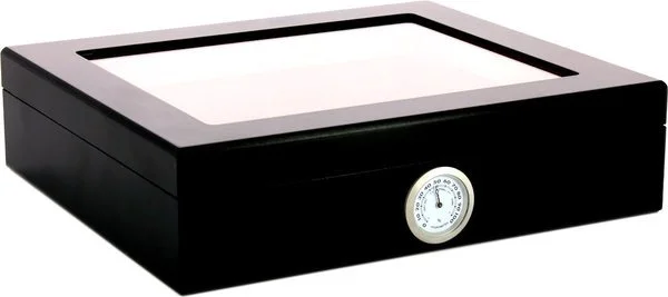 Glass top humidor black