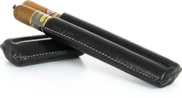 Reinhold Kühn Double Cigar Case Quilted Top Black
