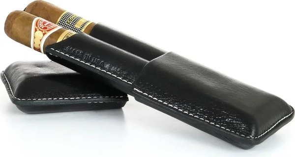 Crna dvostruka futrola za cigare Reinhold Kühn s glatkim vrhom