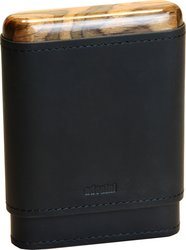 adorini ægte læder cigarholder sort 3-5 cigarer, top og bund i træ