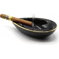 adorini ceramic cigar ashtray leaf black