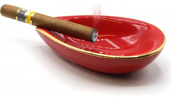adorini Ceramic Cigar Ashtray Leaf Red