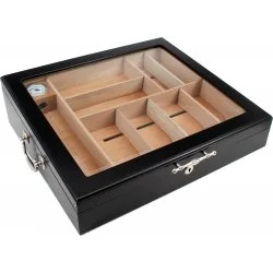 Black Humidor with Glass Lid