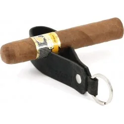 adorini Cigar & Pipe Rest Leather Keychain Black