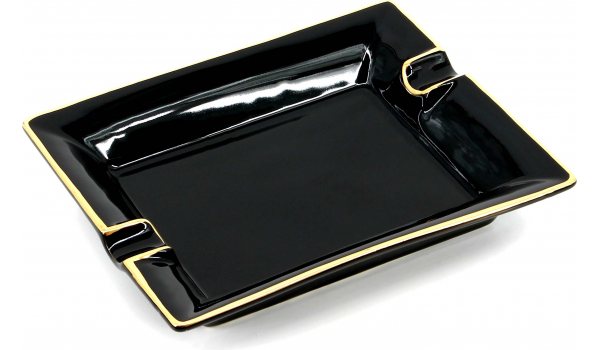 Cigar Ashtray Rectangular Gold Painted Black