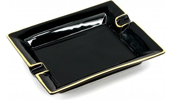 Szivar hamutartó téglalap alakú arany festett fekete
