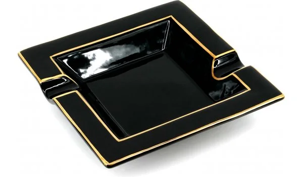 Cigar Ashtray Quadratic Gold Painted Black