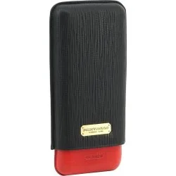 Caixa de couro para charutos Partagas Triple Cigar Leather Case Black Red