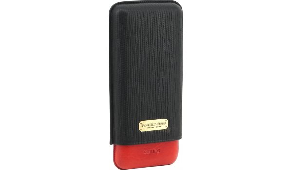 Partagas Triple Cigar Leather Case Black Red