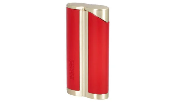 adorini Single Jet Curve Lighter Red / Satin Gold incl. Cigarro Punch