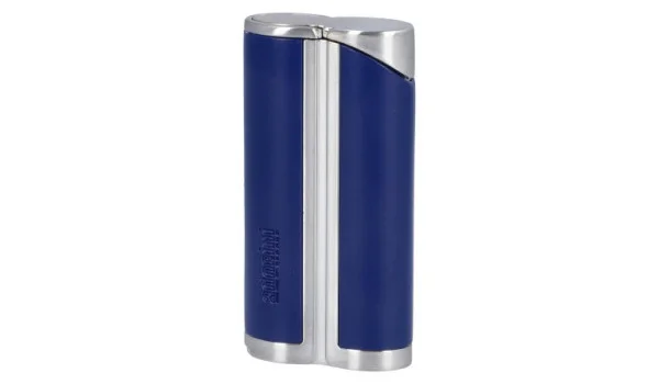 adorini Запалка Single Jet Curve Lighter Blue / Satin Silver с перфоратор за пури