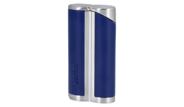 adorini Single Jet Curve Lighter Blue / Satin Silver incl. Cigar Punch