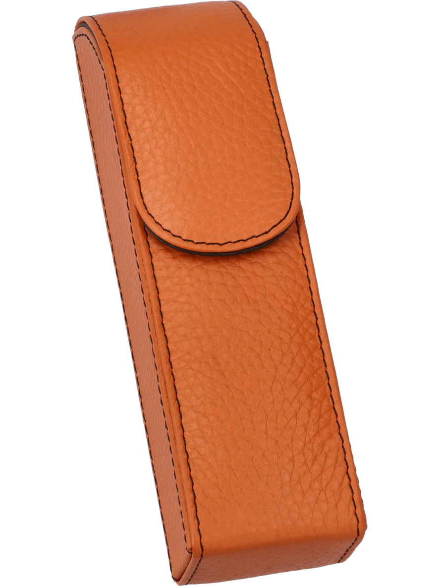 adorini Cigar Case Real Leather 2-3 Cigars Crocus Orange