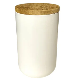 White porcelain cigar jar with wooden top