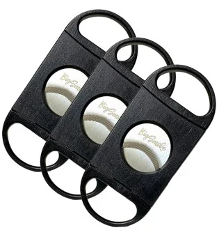 BigSmoke Cigar Cutter, black, serrated blades, Pack of 3
