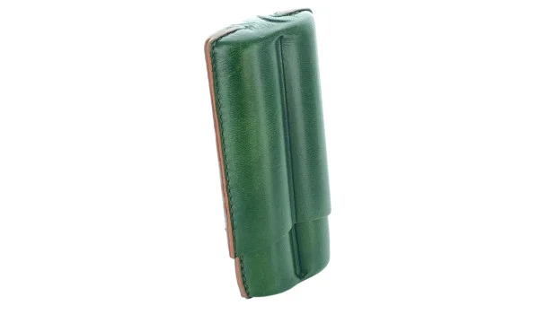Zelené kožené pouzdro Lubinski na 2 doutníky Robusto