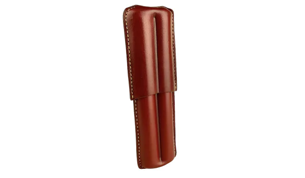 Tobacco Road Cigar Case, tummanpunainen, kahdelle sikarille