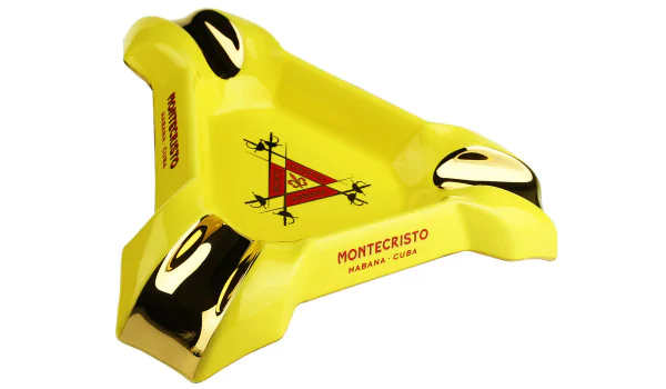 Cigar Ashtray Montecristo yellow-gold 3 cigars