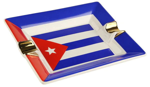 Ceramic Cigar Ashtray Cuban Flag