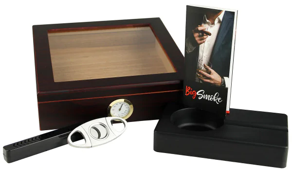 BigSmoke Humidor Set brown with glas lid photo 7