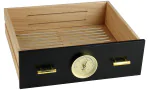 Laatikko adorini Humidor Chianti keskikokoinen musta, jossa on kosteusmittarin reikä kuva 5