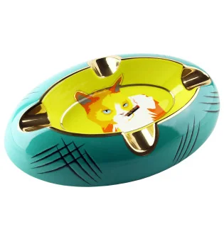 Siglo Ashtray Cat yellow/green