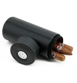 BigSmoke Кожена пътна чанта за пури Tube Cedar Lined с хигрометър