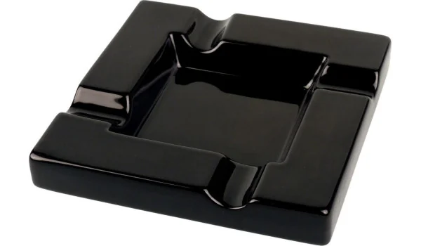 Cigar ashtray ceramic black with 4 cigar rests