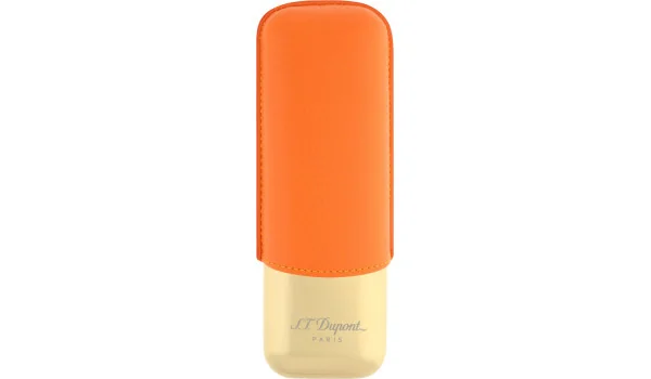 S.T. Dupont Cigar Case for 2 Cigars Orange/Golden 183256