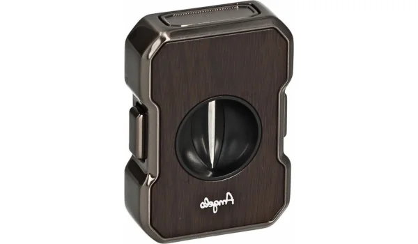 Angelo cigar cutter V-Cut anthracite with wood grain
