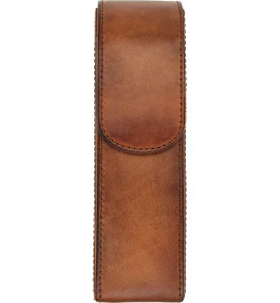 adorini pocket vintage leather cigar case 2 cigars brown with pouch for cutter or lighter