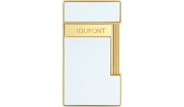 S.T. Dupont ولاعة Slimmy طلاء ورنيش أبيض وذهبي 028004