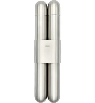 Двоен калъф за пури adorini High-Grade Steel Satin Finish/Cedar