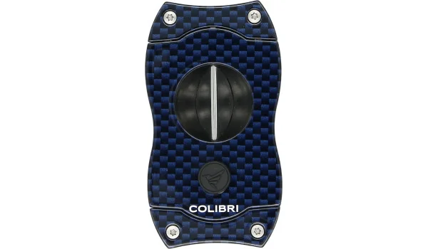Colibri قطاعة سيجارات على شكل V أزرق كربوني صورة 7