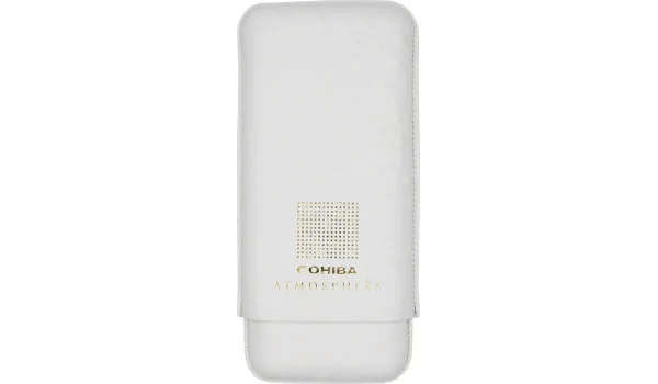 코히바 애트머스피어 시가 케이스 가죽 화이트 및 골드