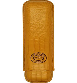 Partagas Cigar Case Leather mustard 2 cigars