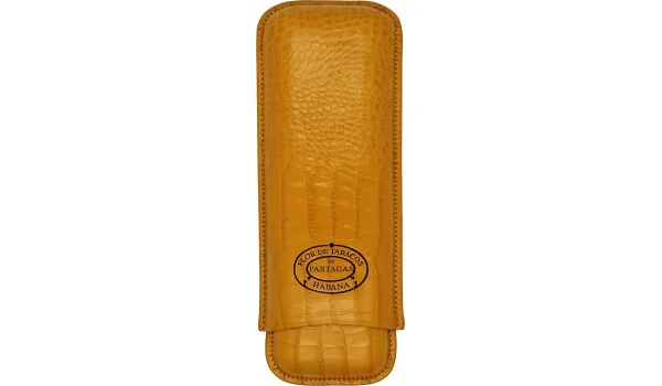Partagas Cigar Case Leather mustard 2 cigars