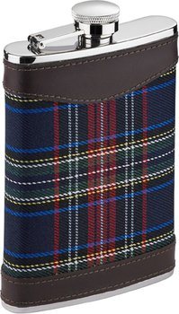 Flask with Leather/Plaid Cover