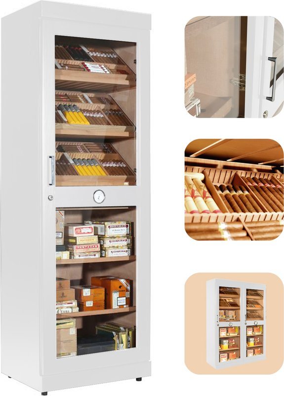 adorini Roma Humidor Cabinet White with Electronic Humidifier